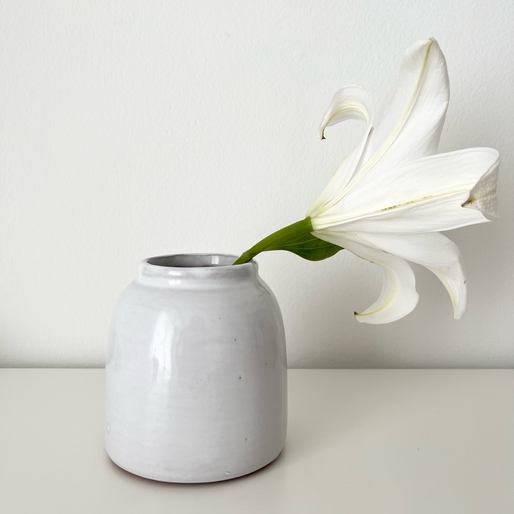 Handmade Pottery Ceramic Vase Gray Round Rustic Country from Brooklyn NYC's Leif